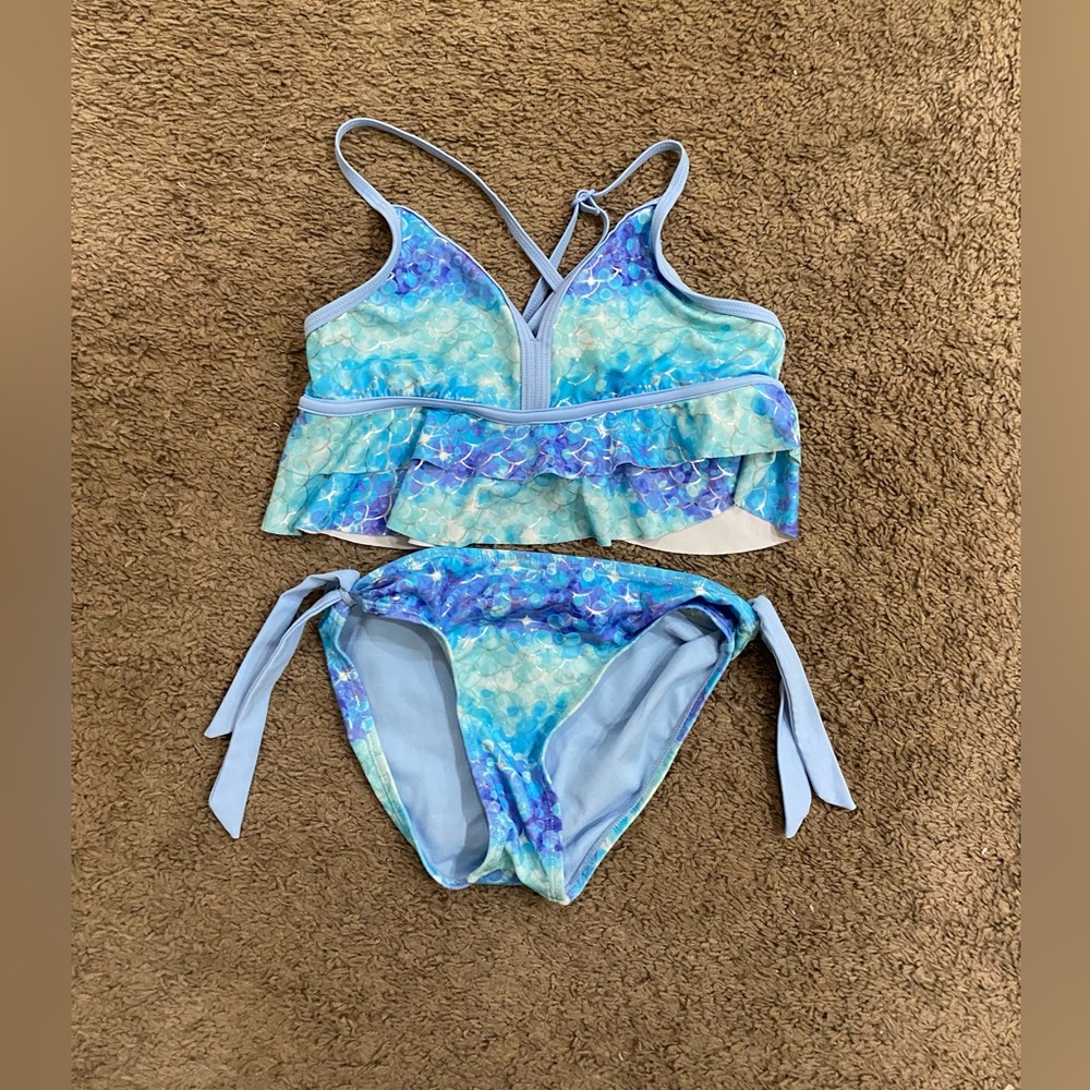Girls Justice Blue Mermaid 2pc Swimsuit size 12